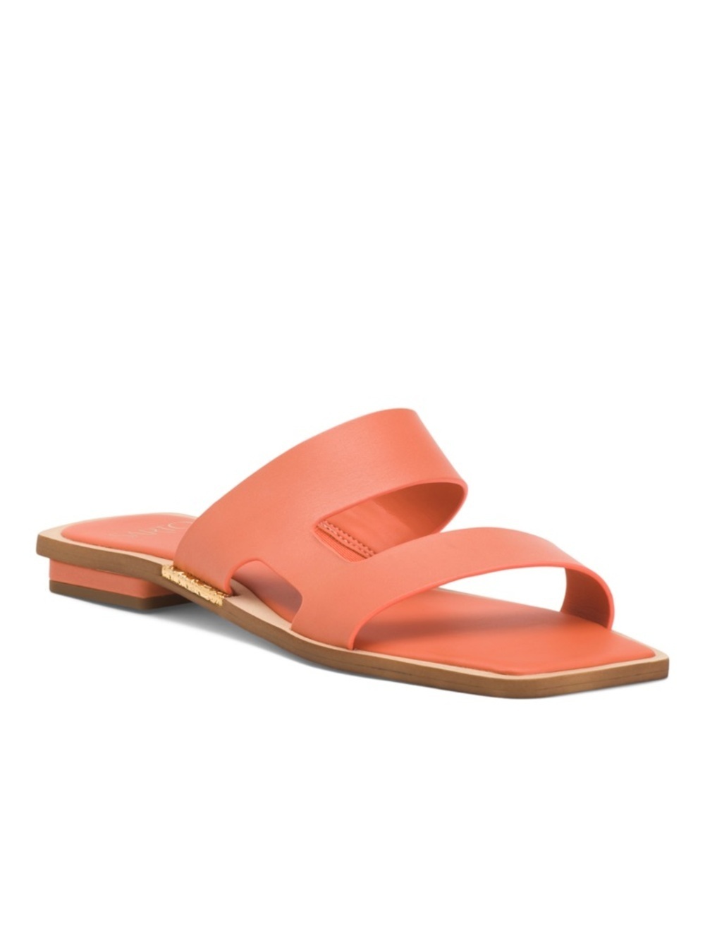 Franco Sarto Orange Leather Emily Slide Sandals NWT